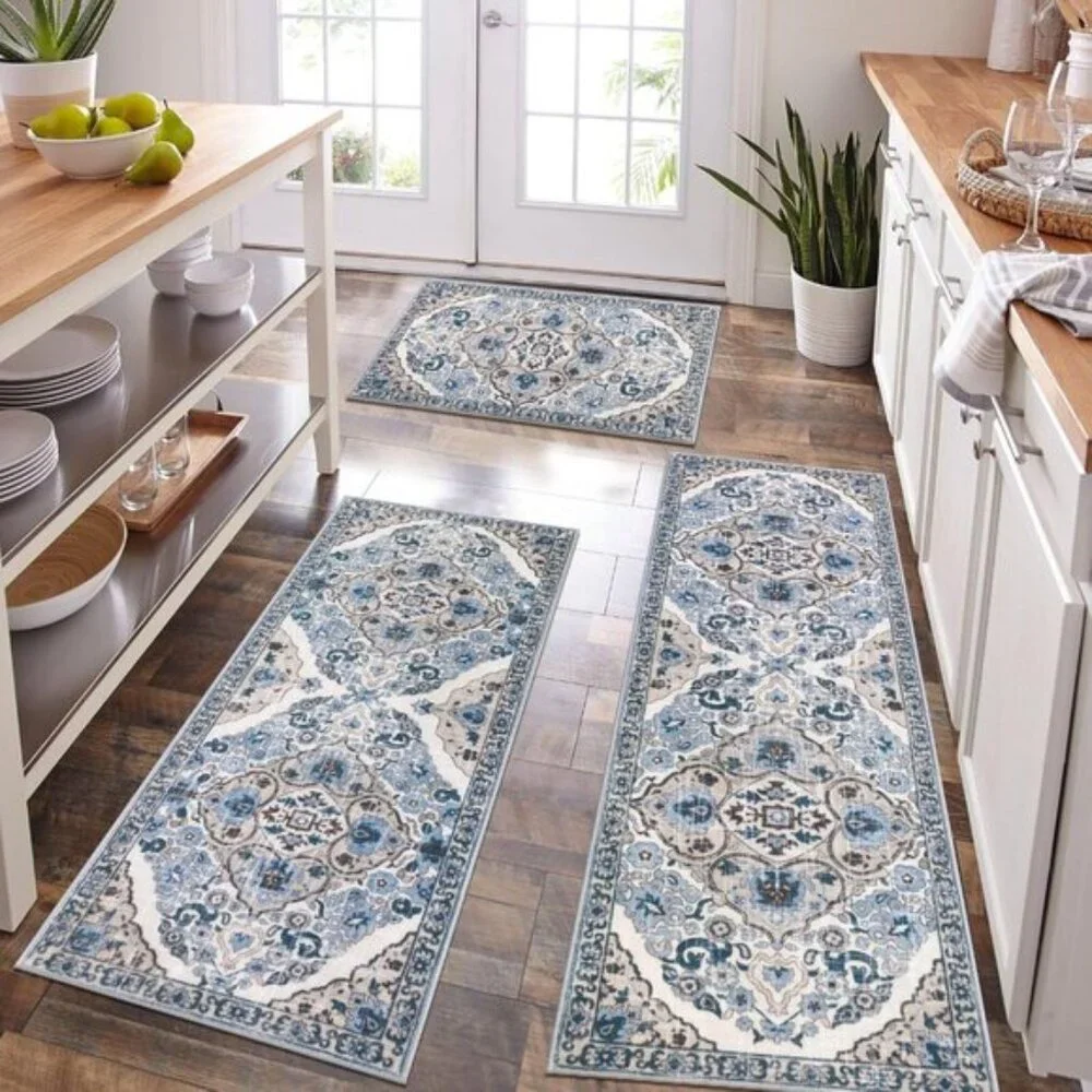 New 3-Piece Farmhouse Kitchen Rug Set Non-Slip Washable Mats for Floor & Hallway